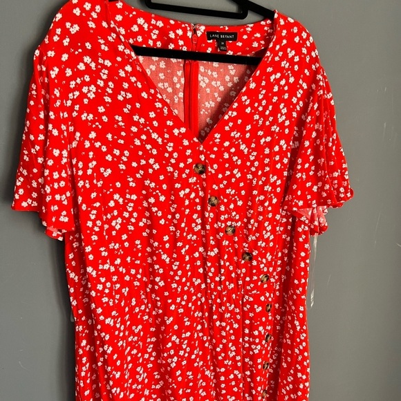 New Lane Bryant Size 20 Asymmetrical Button-Front Midi Dress Floral - Picture 6 of 9